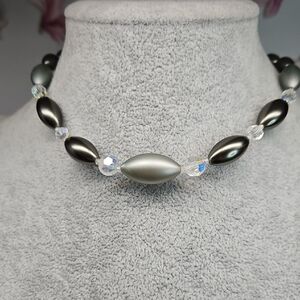 Chic Black and Silver Beaded Necklace